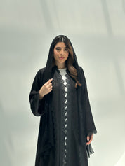 C 2163 Black Lace Abaya