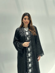 C 2164 Black Floral Lace Abaya