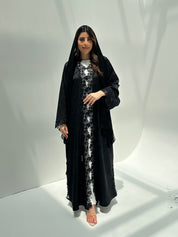 C 2164 Black Floral Lace Abaya