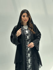 C 2164 Black Floral Lace Abaya