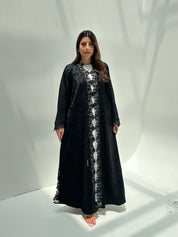 C 2164 Black Floral Lace Abaya
