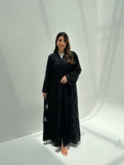 C 2165 Black Beaded Dantel Abaya
