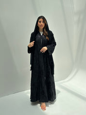 C 2165 Black Beaded Dantel Abaya