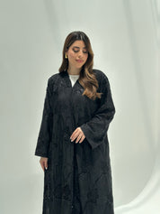 C 2165 Black Beaded Dantel Abaya