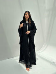C 2166 Black Crystal Dantel Eid Abaya