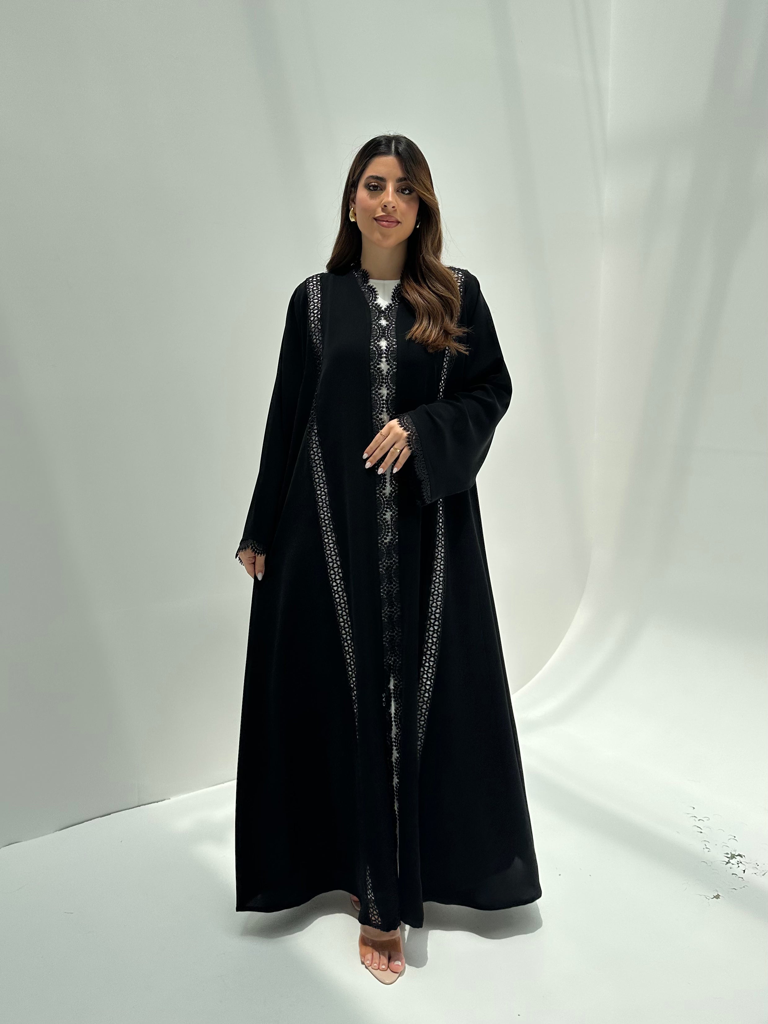 C 2167 Black Lace Abaya