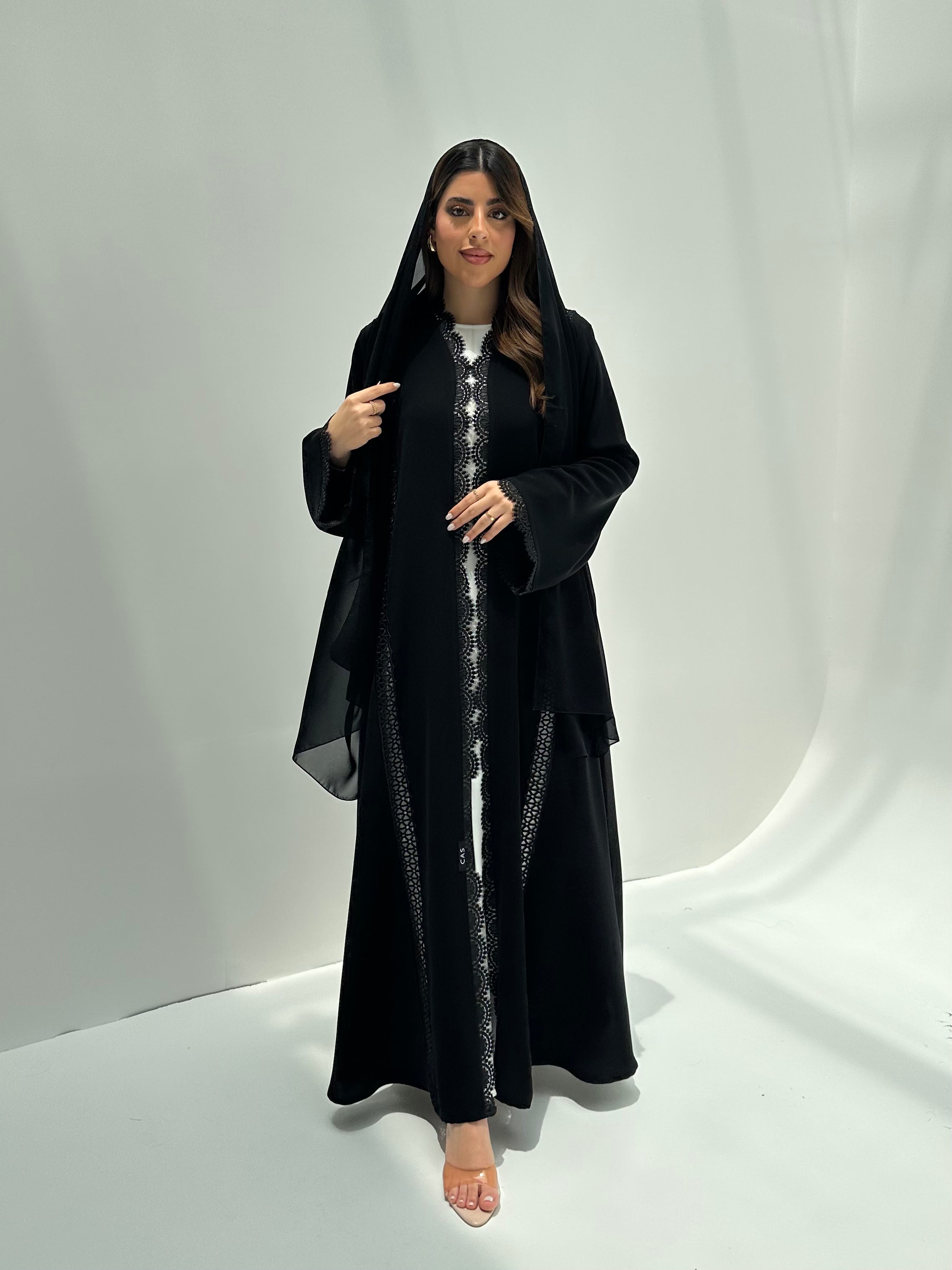 C 2167 Black Lace Abaya