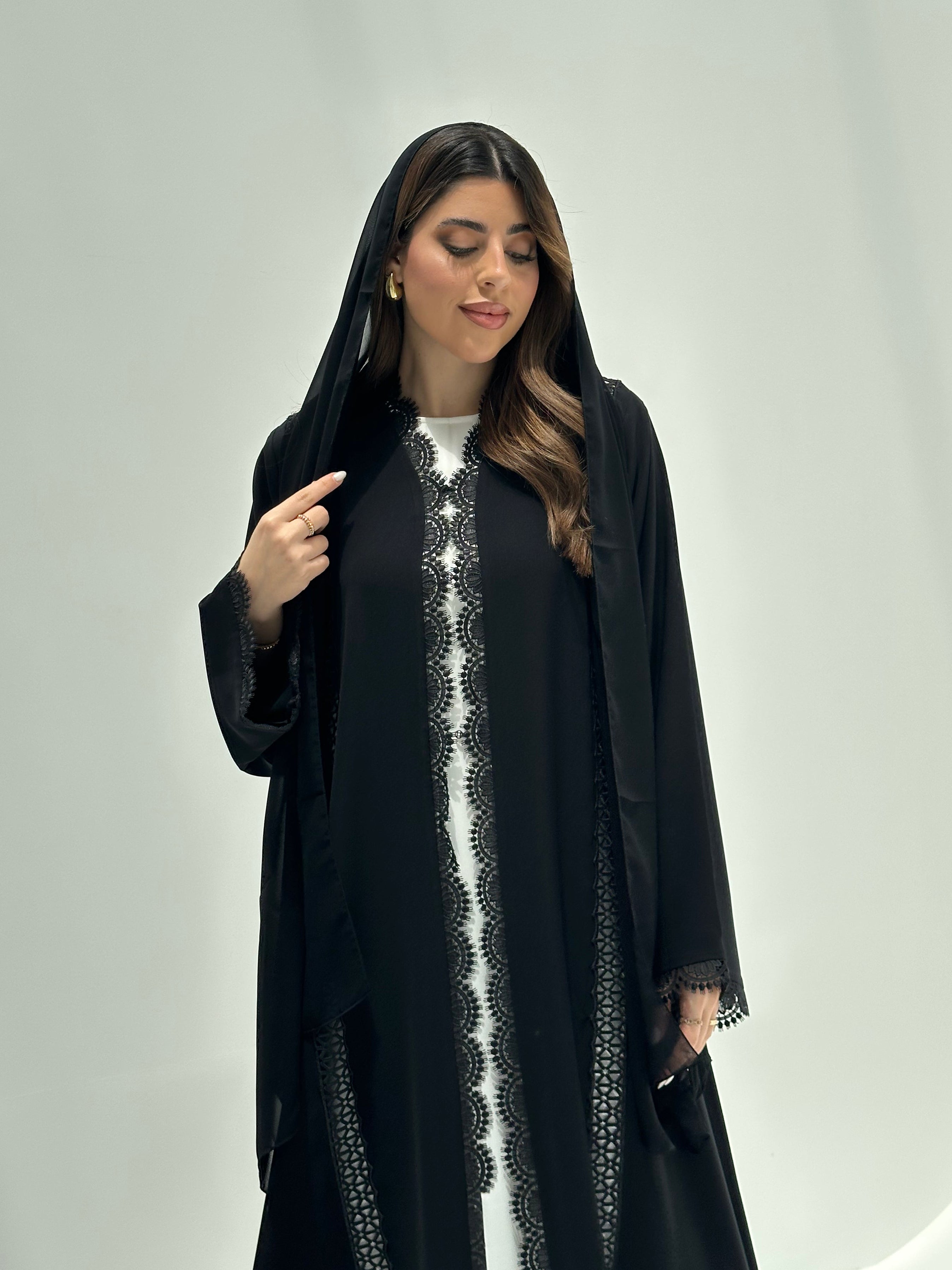 C 2167 Black Lace Abaya