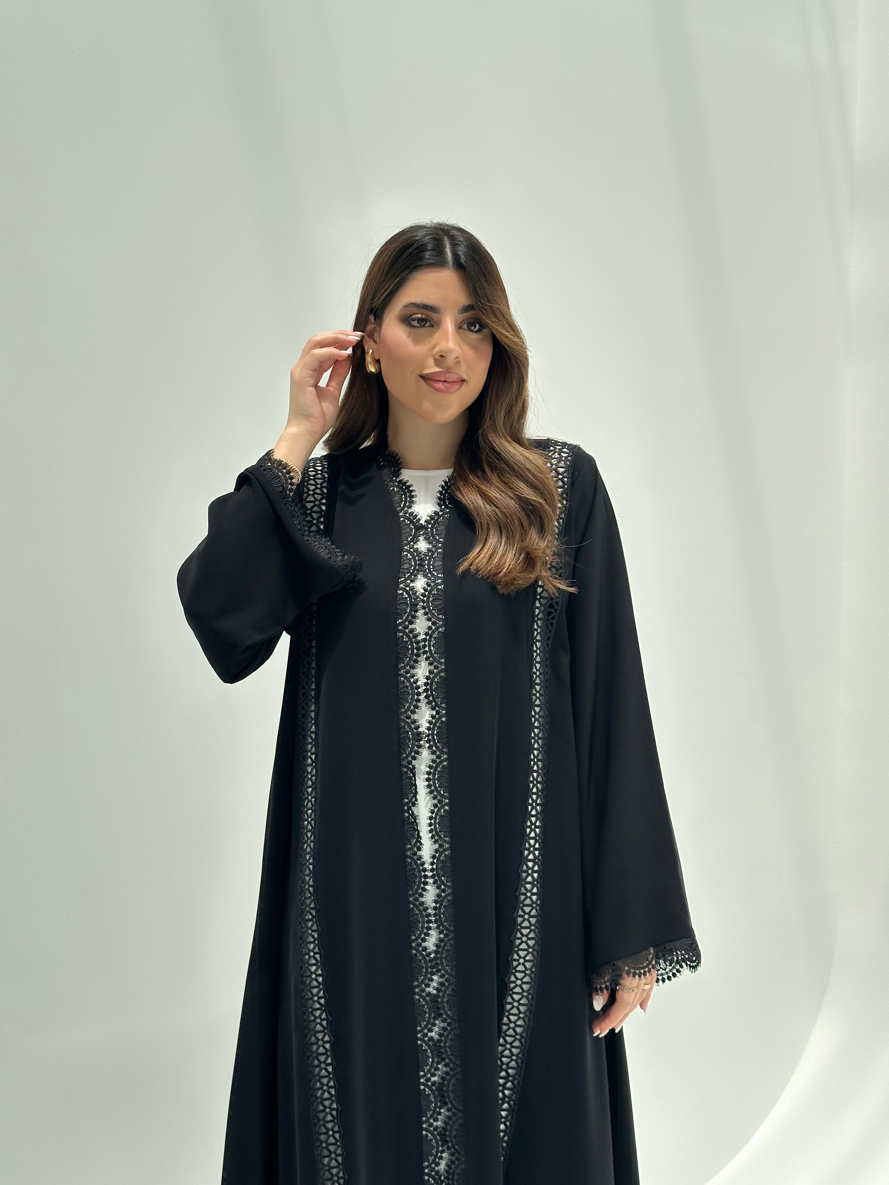 C 2167 Black Lace Abaya
