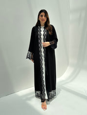 C 2170 Black Floral Lace Abaya