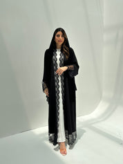 C 2170 Black Floral Lace Abaya