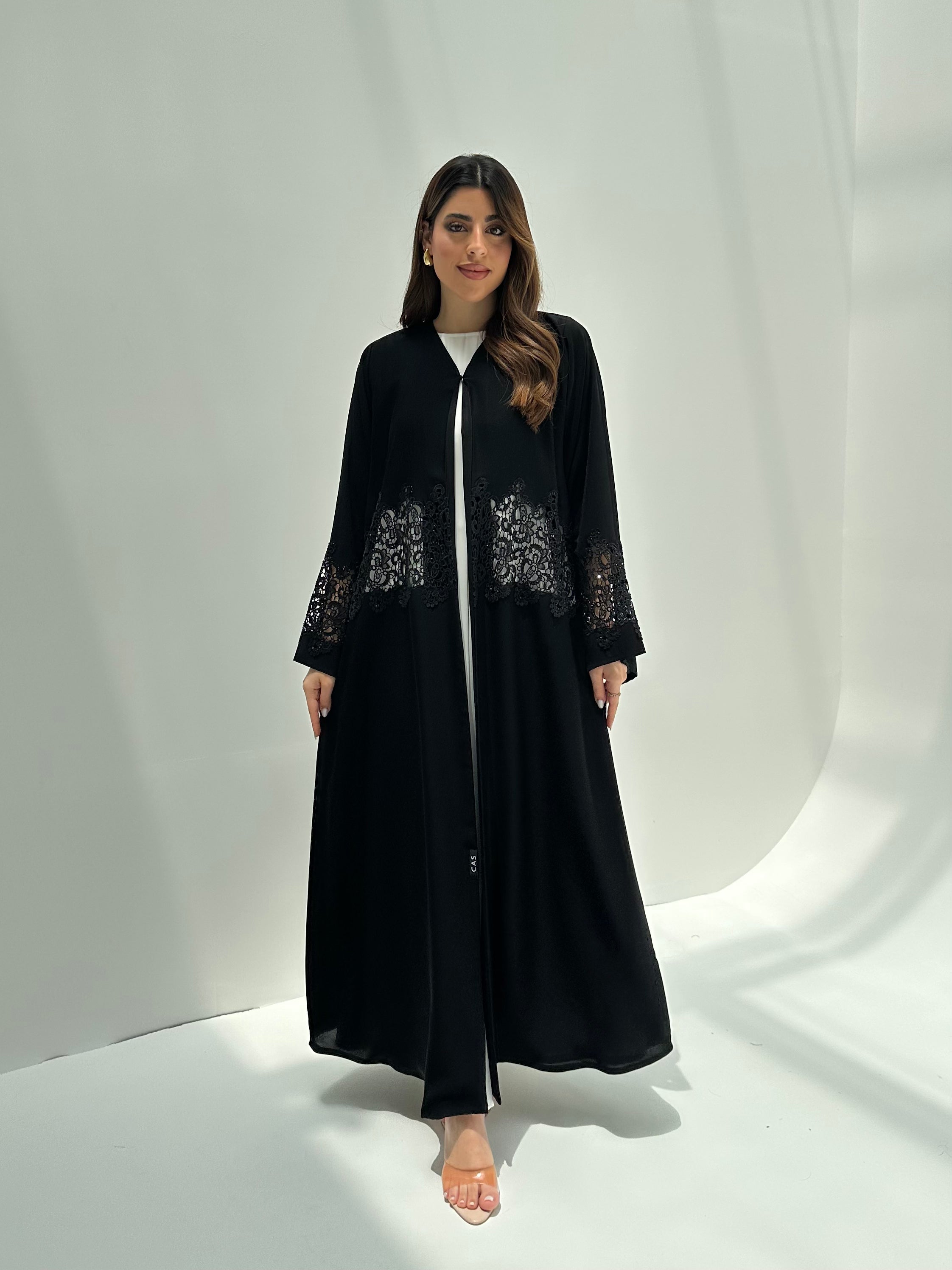 C 2171 Black Crystal Lace Abaya