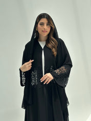C 2171 Black Crystal Lace Abaya
