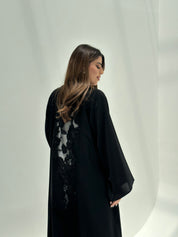 C 2172 Black Beaded Dantel Abaya
