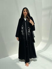 C 2172 Black Beaded Dantel Abaya