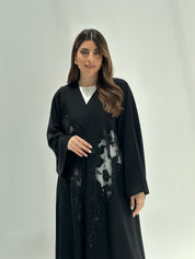 C 2172 Black Beaded Dantel Abaya