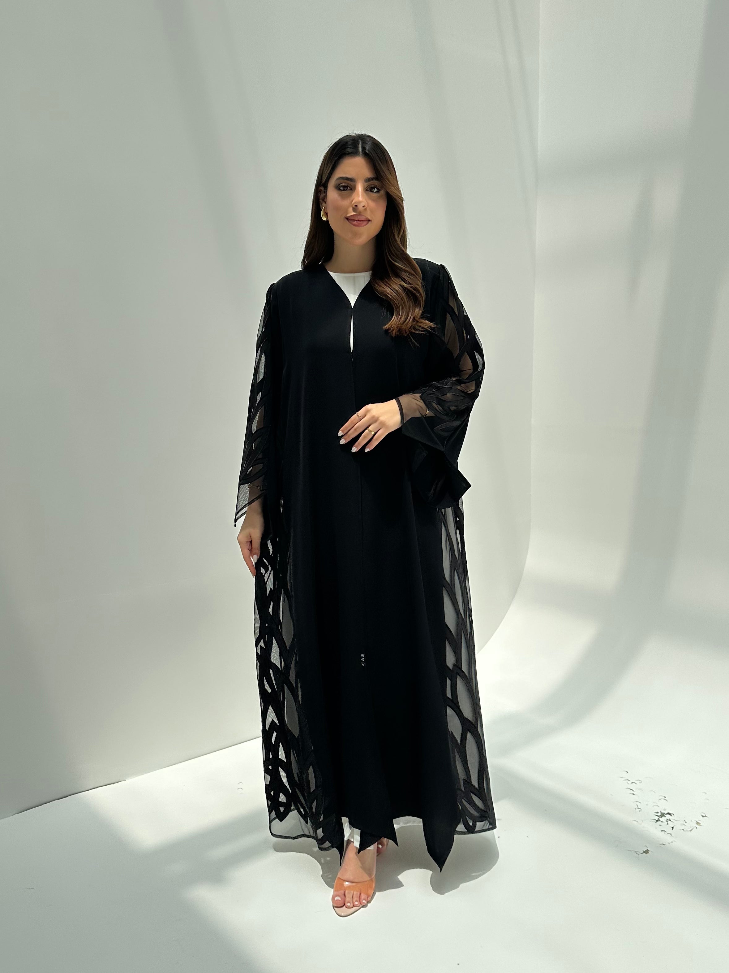 C 2173 Black Dantel Abaya