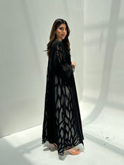 C 2173 Black Dantel Abaya