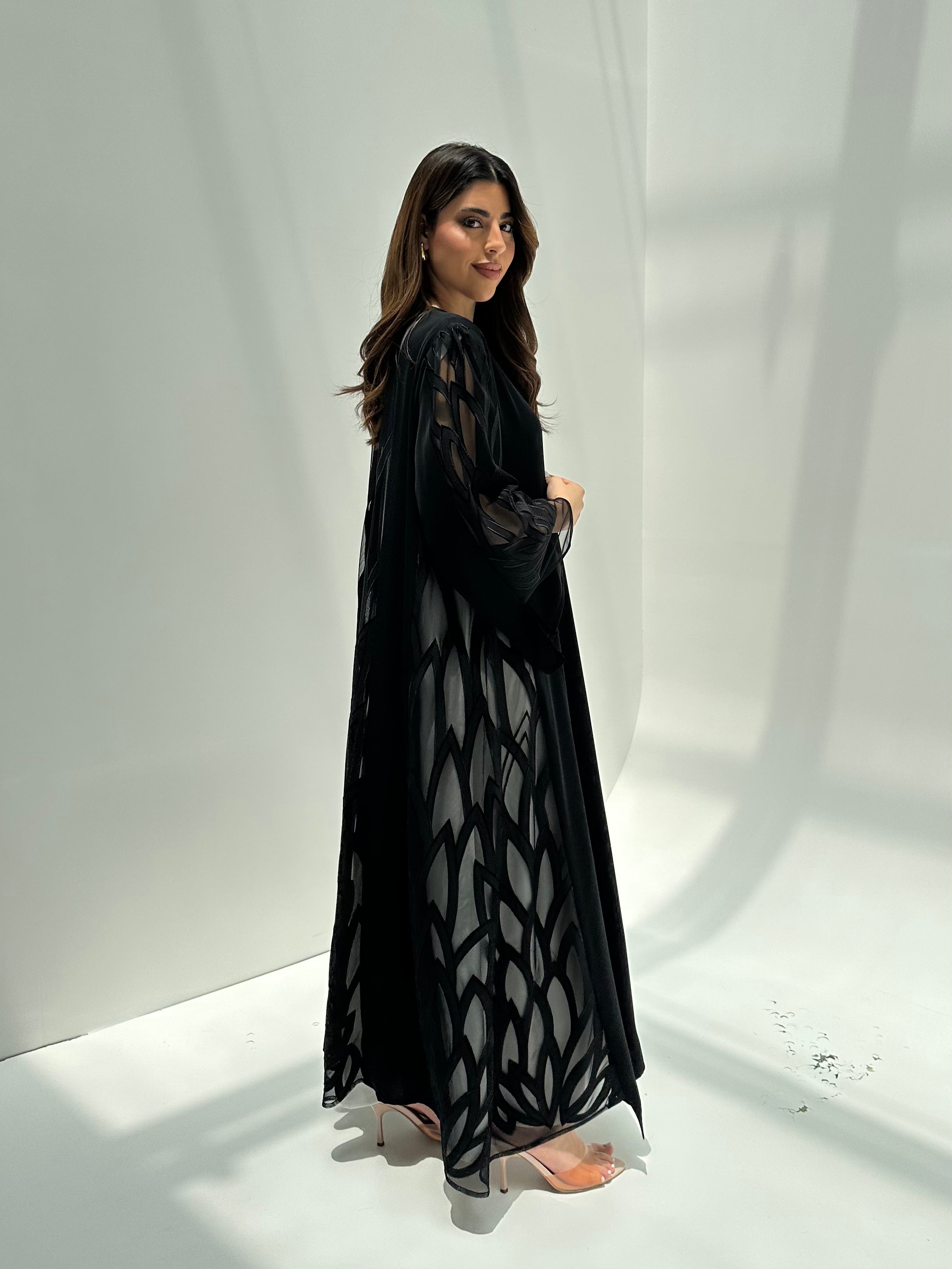 C 2173 Black Dantel Abaya