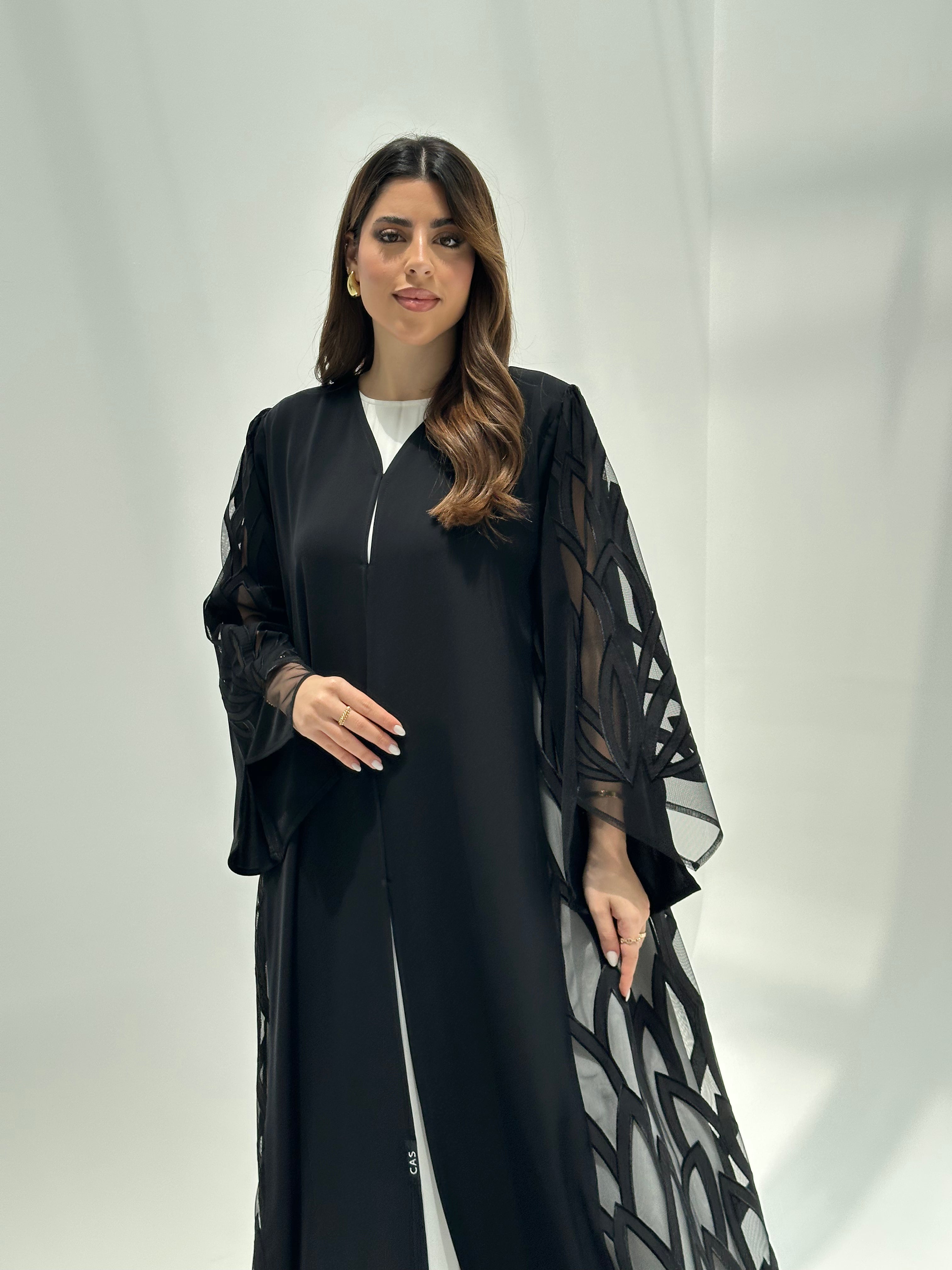 C 2173 Black Dantel Abaya