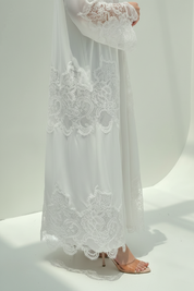 C 2174-02 White Dantel Eid Abaya