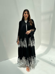 C 2174 Black Dantel Abaya