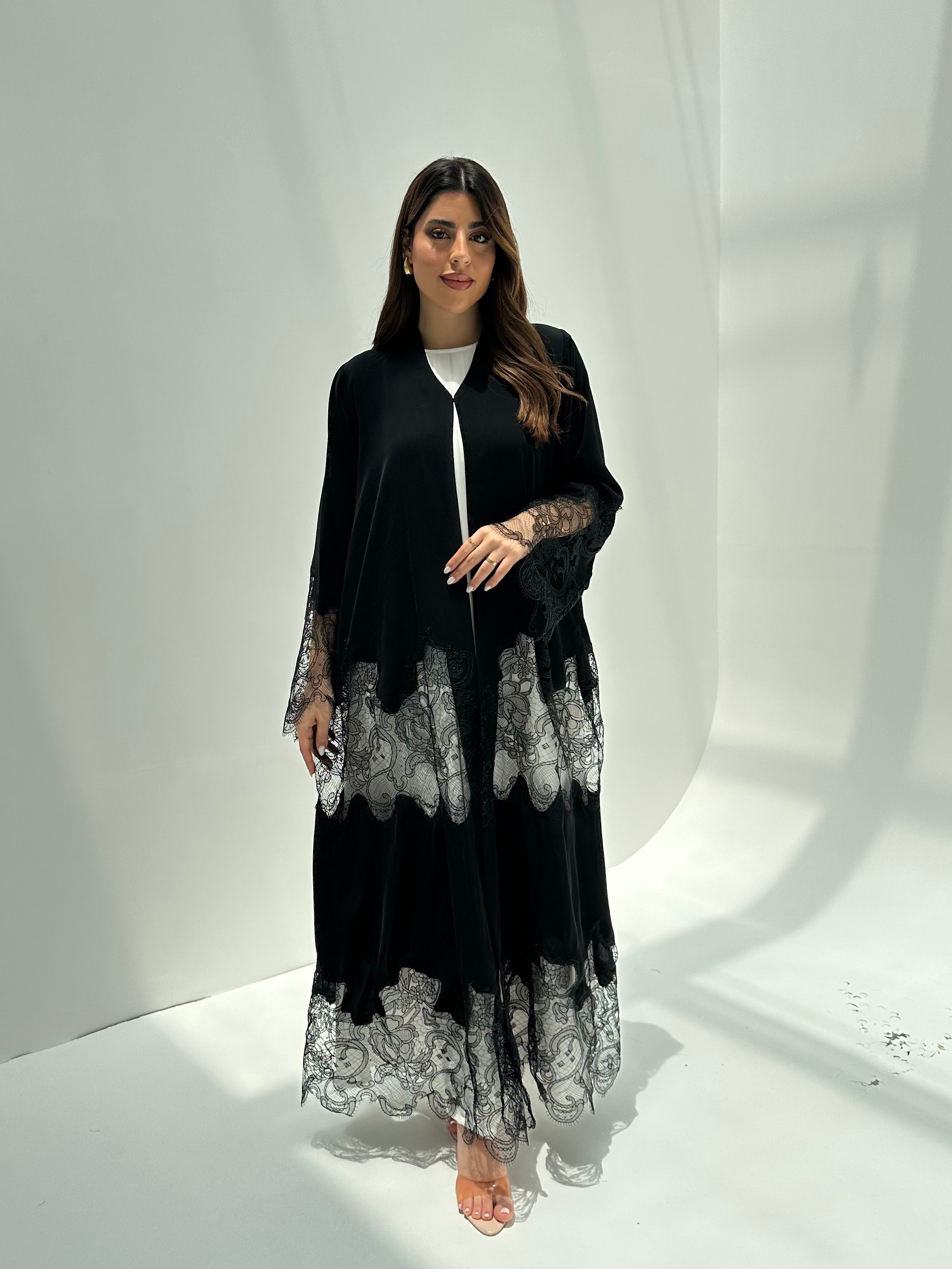 C 2174 Black Dantel Abaya