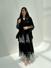 C 2174 Black Dantel Abaya