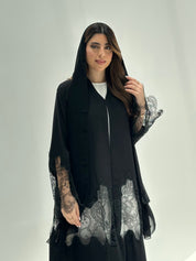 C 2174 Black Dantel Abaya