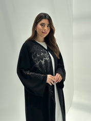C 2175 Black Crystal Lace Abaya