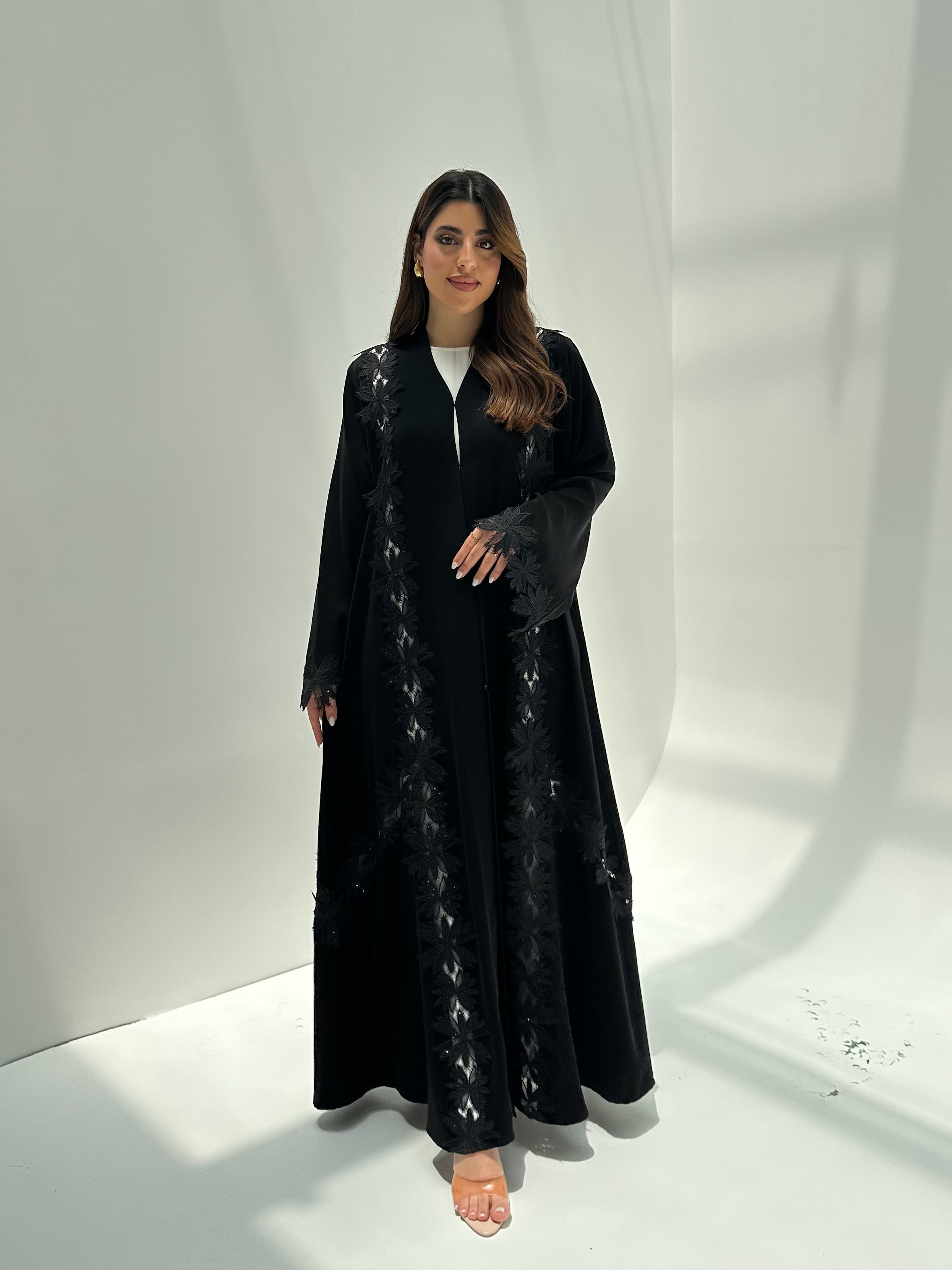 C 2176 Black Crystal Lace Abaya
