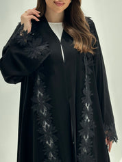 C 2176 Black Crystal Lace Abaya