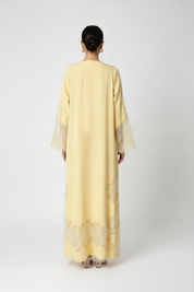 C 2177-01 Light Yellow Dantel Abaya