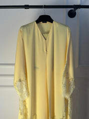 C 2177-01 Light Yellow Dantel Abaya