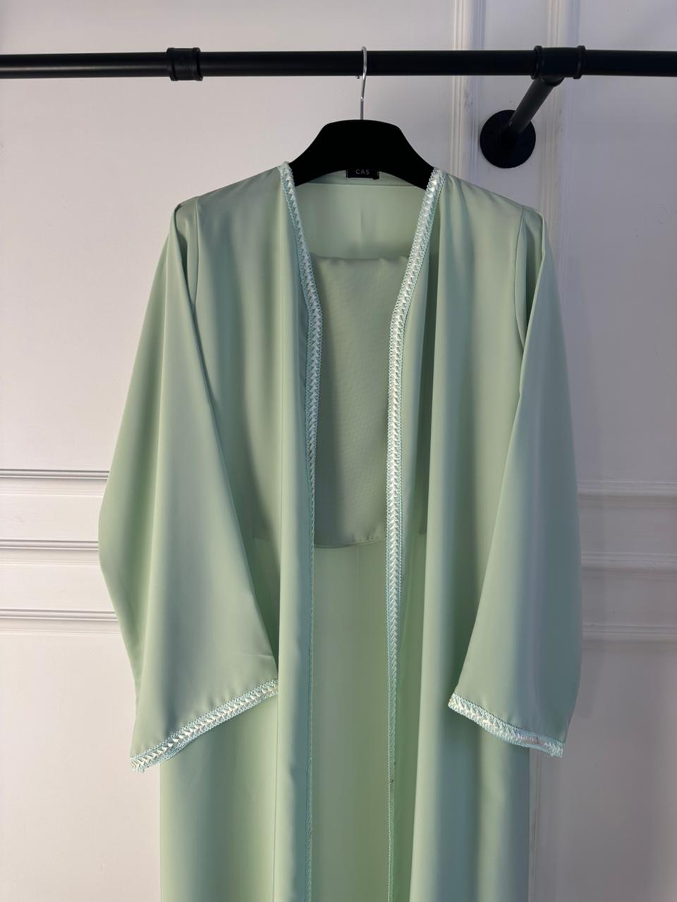 C 2178-01 Sage Green Lace Abaya