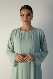 C 2178-01 Sage Green Lace Abaya