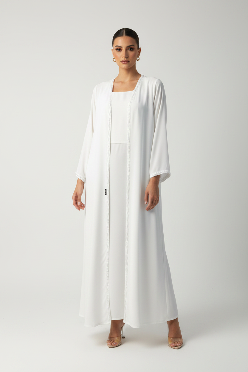 C 2178-02 White Lace Abaya