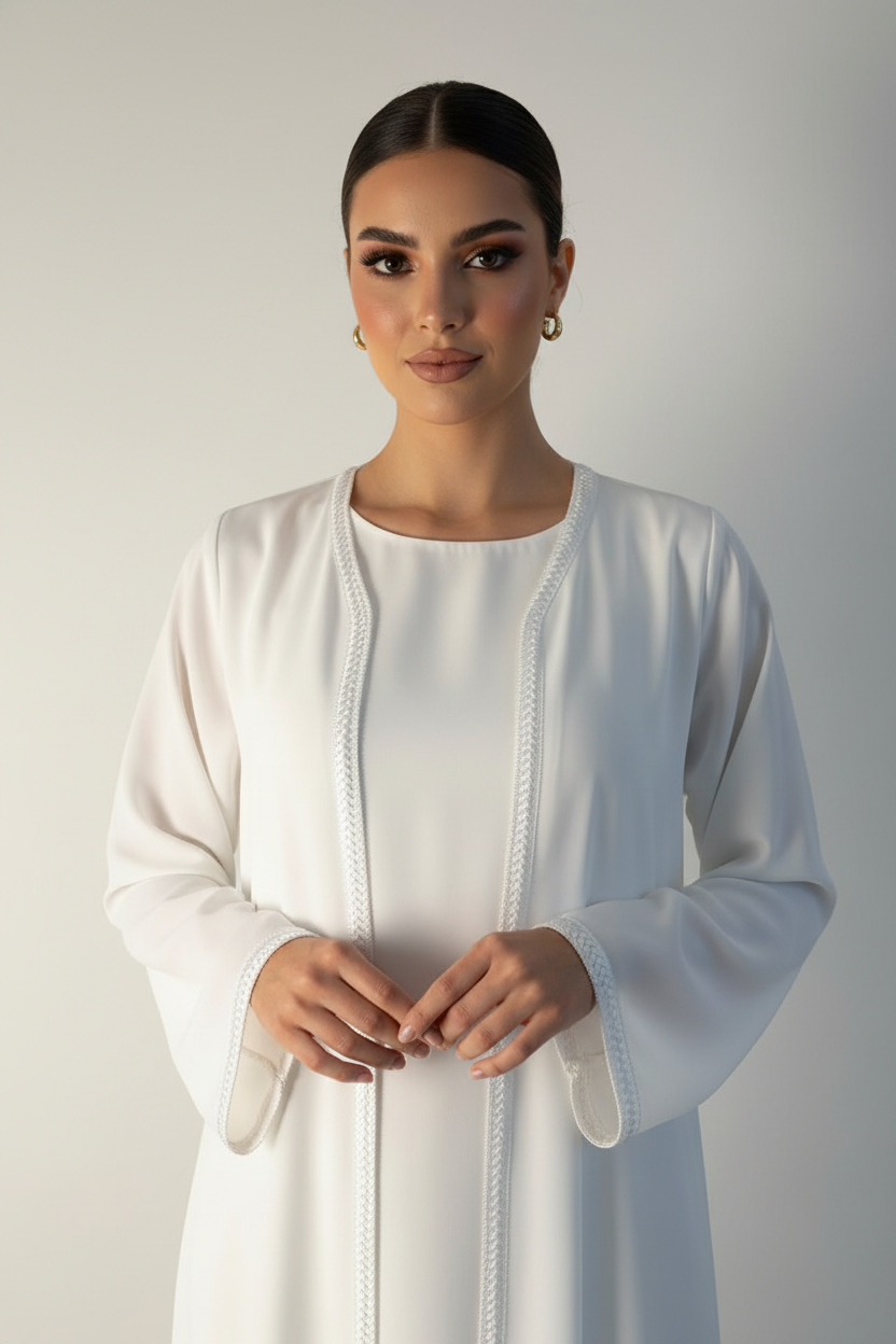 C 2178-02 White Lace Abaya