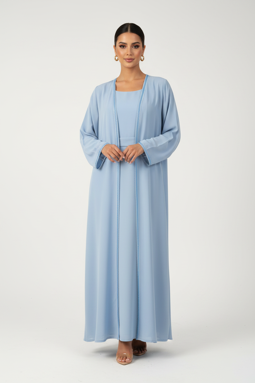 C 2178-03 Sky Blue Lace Abaya