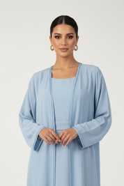 C 2178-03 Sky Blue Lace Abaya
