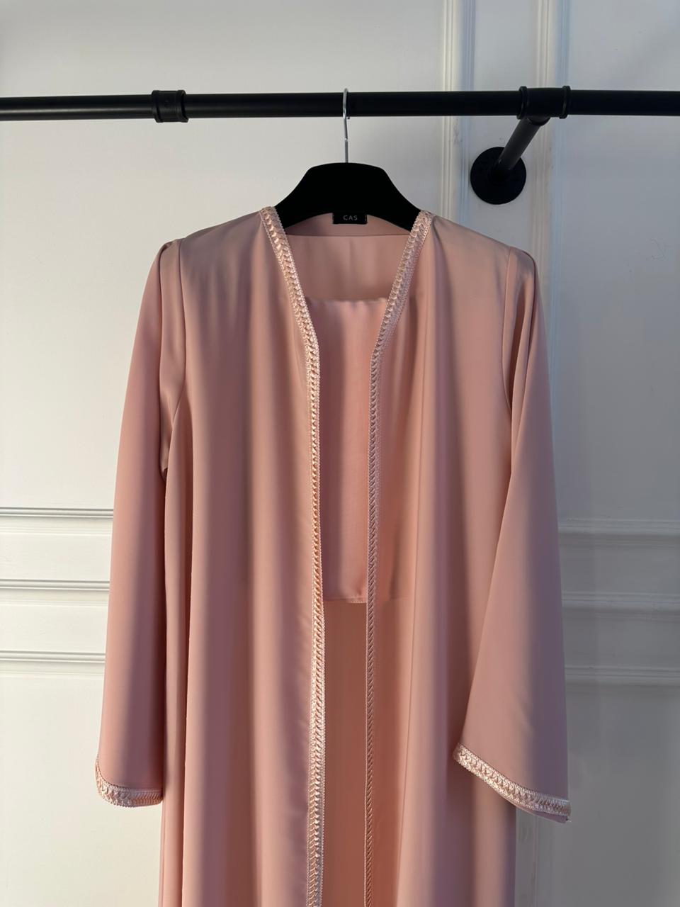 C 2178-04 Blush Pink Lace Abaya