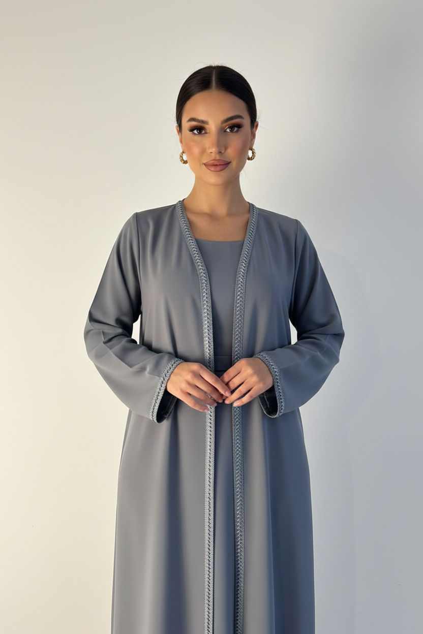 C 2178-05 Grey Lace Abaya