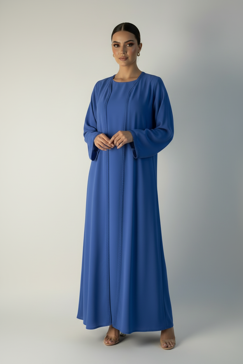 C 2178-06 Royal Blue Lace Abaya