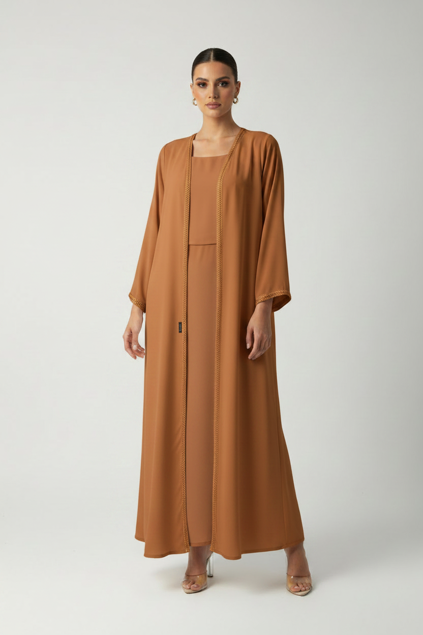 C 2178-07 Deep Orange Lace Abaya