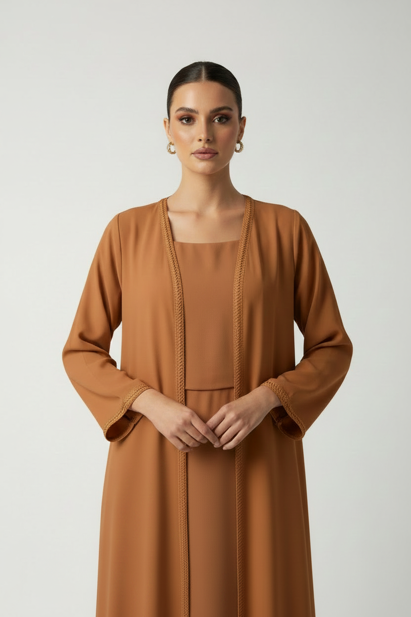 C 2178-07 Deep Orange Lace Abaya