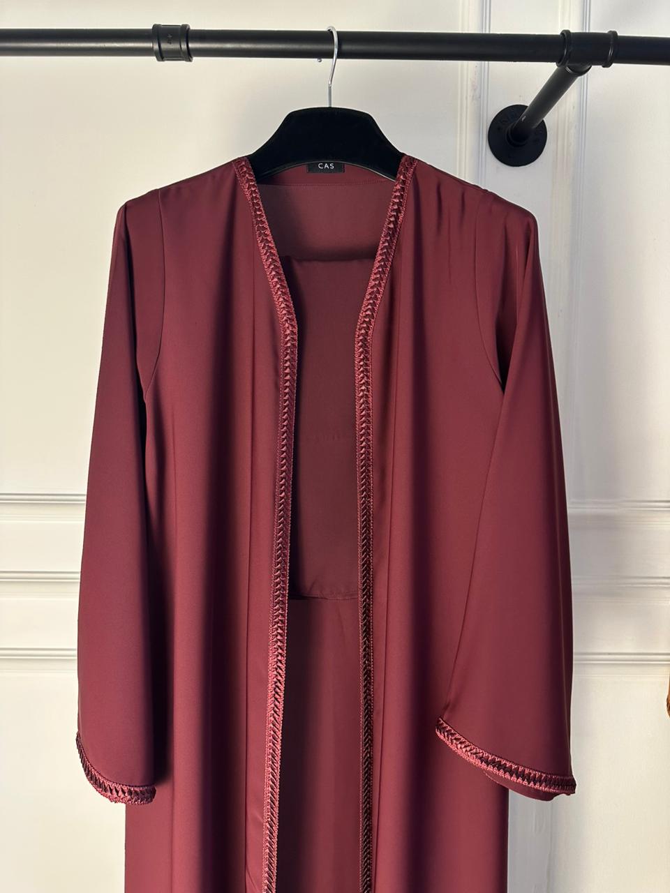 C 2178-08 Maroon Lace Abaya