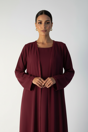 C 2178-08 Maroon Lace Abaya