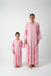 C 2181 Cupcake Pink Printed Kids Abaya