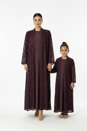 C 2184 Dark Purple Dantel Kids Abaya