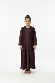 C 2184 Dark Purple Dantel Kids Abaya